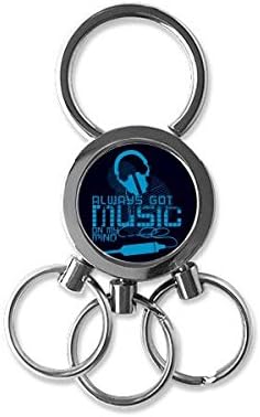 DIYthinker Blue Headset Music Crazy Pattern Stainless Steel Metal Key Chain Ring Car Keychain Keyring Clip Gift image 2