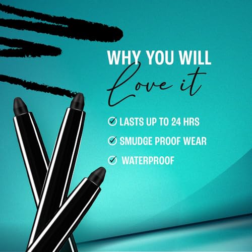 LAKMÉ Eyeconic Black Kajal 0.35 g (Combo Pack of 2) Matte Kohl Liner in a Twist Up Pencil - Waterproof, Smudge Proof & Long Lasting Eye Makeup - Image 5
