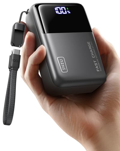 Image of INIU 100W Fast Charging Power Bank, Smallest 25000mAh High Capacity Laptop Portable Charger, 3-Port Battery Phone Pack with Detachable USB C Cable for Travel, Families, Outdoor, Hiking, Metallic Black