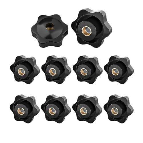 Nzexlyva 10 Pcs M6 Wing Nut, Wing Nuts and Bolts, Thumb Screw Tightening Replacement for Machinery Tools, Plastic Star Nuts for Machines Furniture Fitness Equipment