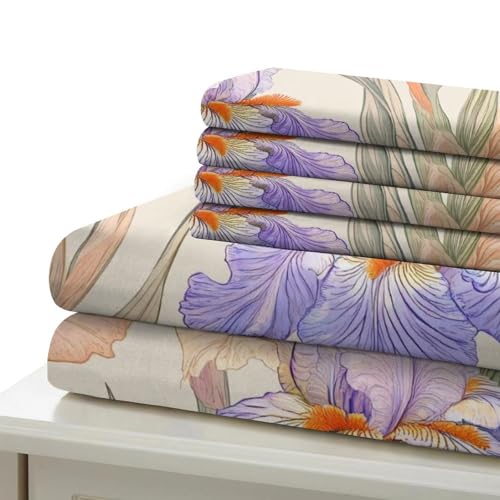 Drap de couette microfibre de qualité supérieure avec impression 3D de fleurs d'iris durables - 7