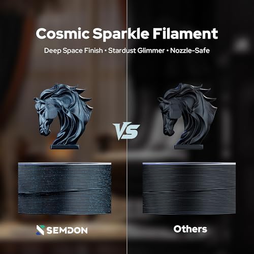 Image of PLA Filament 1.75mm, Glitter Blue Black Silk PLA, SEMDON Anti-Warp & Anti-Clog 3D Printer Filament, ±0.02mm for Ender 3, CR-10, Lithophane Prints