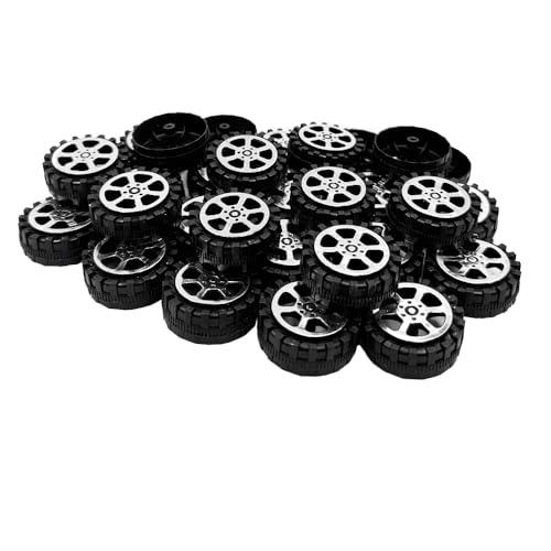 30PCS Toy Car Wheels 35mm Model Toy Plastic Wheel for RC Car Truck Robot DIY Model Toy Building Parts (2x35mm Shape3)