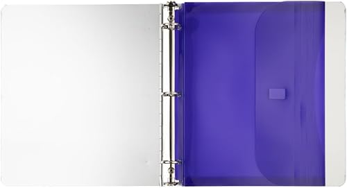 Miniatura 6 de JAM PAPER Sobres de plástico de 3 agujeros con gancho y bucle, folleto de cartas, 9 12 x 11 12 con expansión de 1 pulgada, colores surtidos, paquete