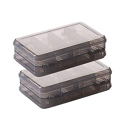 Image of 2 Pcs Clear Plastic Double Layer Jewelry Boxes Organizer Storage Container for Earrings Necklaces Hair Clips Grey