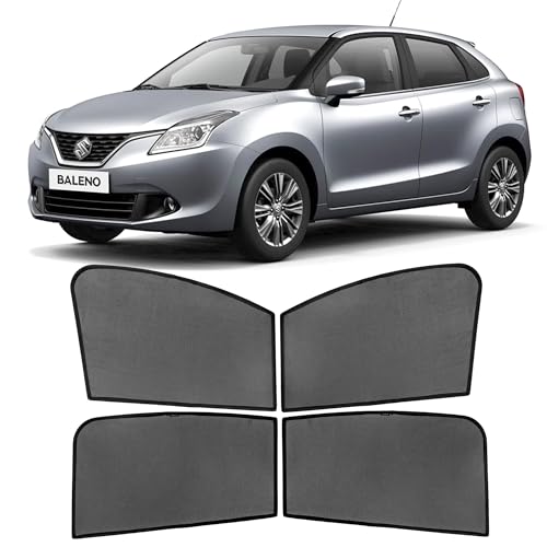 Image of Autostory Custom Fit Black Mesh Car Sunshade for Baleno 2022-2025 | UV & Heat Protection Car Window Curtains | Privacy Car Sun Shade | Breathable Vehicle Specific Side Window Shades