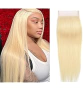 KAFEIER 613 Closure Blonde 5x5 Lace Closure Straight Real Human Hair With Cap Wear and Go Transpa...