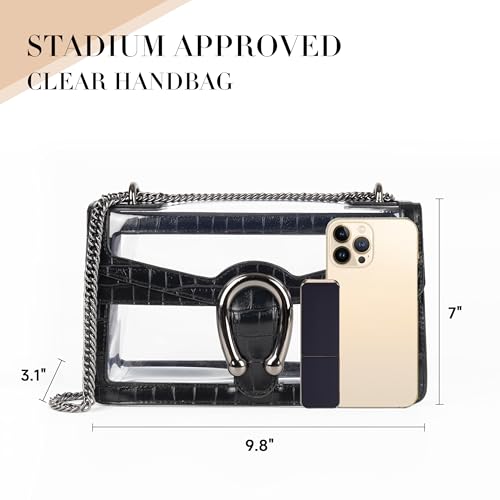 Image of Joryin Women's Stadium Approved Crossbody Bag for Women, Small Clear Bag Shoudler Purse with Chain Strap