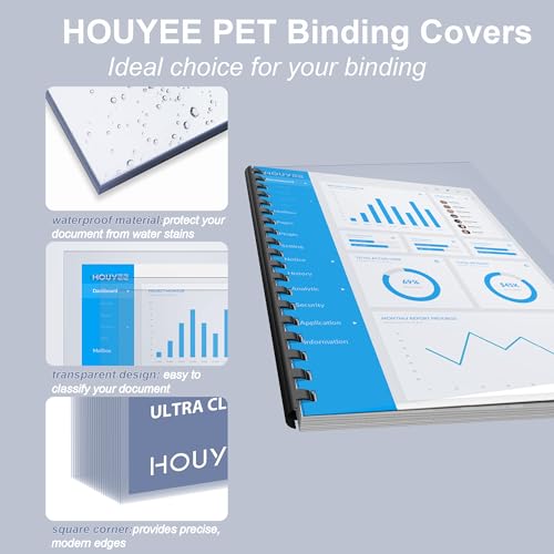 200 Pack Ultra Clear Binding Presentation Covers, Clear Covers for Binding, Polythylene Terephthalate,12 Mil,8-1/2 x 11 Inches, Letter Size - Thumbnail 4