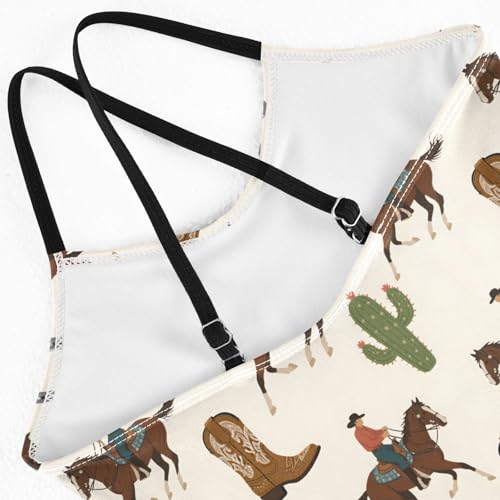 senya Girls Swimsuits One-Piece Swimwear Tie Bathing Suit Beach Summer Round Neck 7-8T Cactus Horse Rider Pattern4