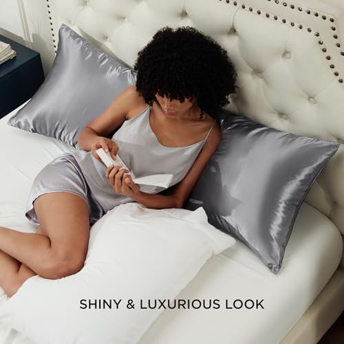 Image of Bedsure Satin Body Pillow Cover with Zipper,Soft Silky Pillowcase