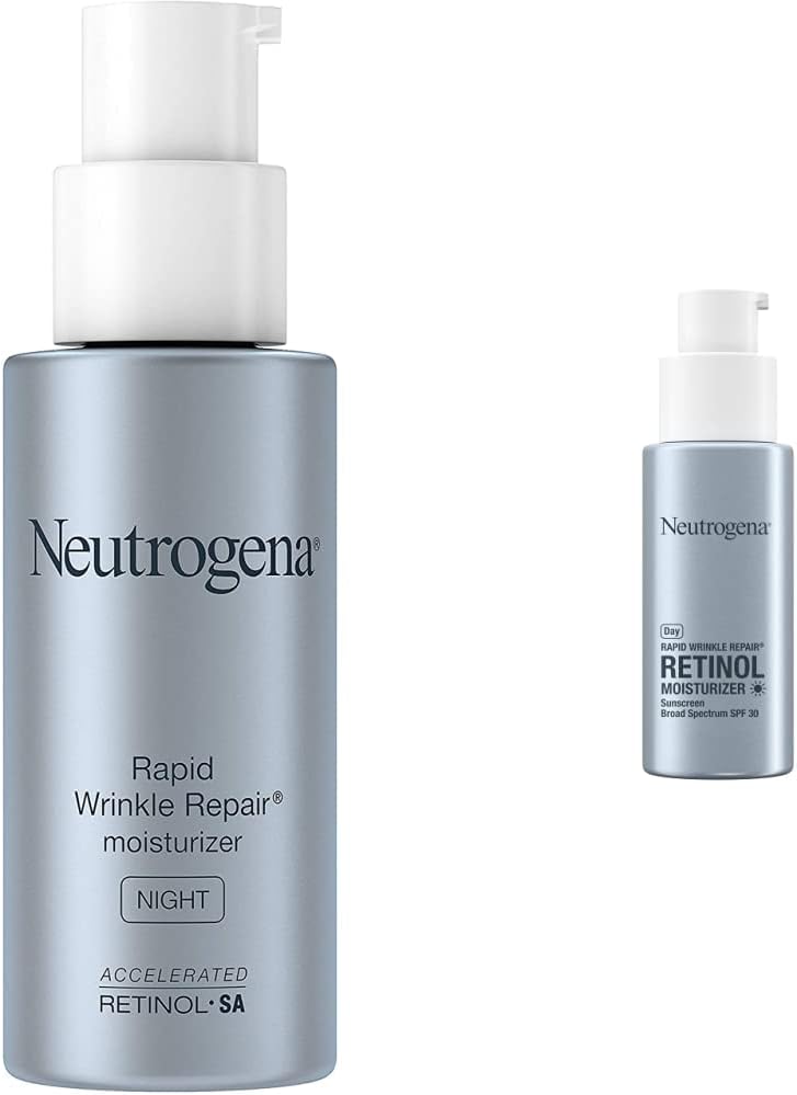 Rapid Wrinkle Repair Retinol Facial Moisturizer with SPF 30 Sunscreen, 1 fl. oz, & Rapid Wrinkle Repair Face & Neck Night Moisturizer with Retinol, 1 fl. oz