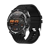Smartwatch Herren,Smart Armbanduhr Herren Fitness Tracker Smart Watch Rund Fitnessuhr Herren mit Pulsuhr Schrittzähler Kalorien Musiksteuerung,Ip68 Wasserdicht Sportuhr,fur iOS Android