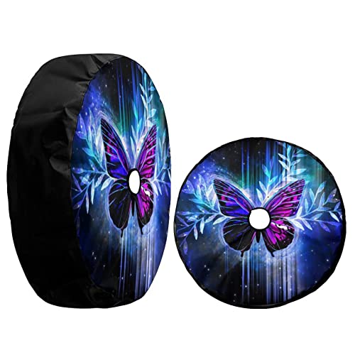 Image of Delerain Spare Tire Cover with Backup Camera Hole Fantasy Butterfly Wheel Covers Waterproof Dust-Proof UV Sun Universal Fit for Trailer RV SUV Truck (17 Inch for Diameter 31 inch-33 inch)
