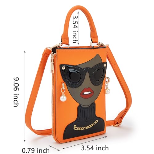 ENJOININ Novelty Face Purse Unique Crossbody Handbag with Pearl Earrings by ENJOININ - Used condition - Image 4