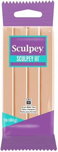 Sculpey III Polímero Horno Horno Arcilla, Beige, No Tóxica, Barra de 1 libra, ideal para modelar, esculpir, vacaciones, bricolaje, medios mixtos y