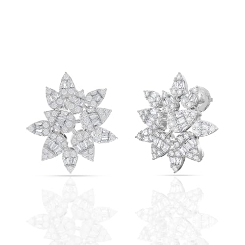Image of 925 Sterling Silver Stud Earrings for Women | Cubic Zirconia Solitaire Ear Studs | Lightweight Hypoallergenic Anti-Tarnish Daily Wear Jewellery | Gift for Girls, Wife, Girlfriend, Mother, Sister | Birthday, Anniversary, Rakhi