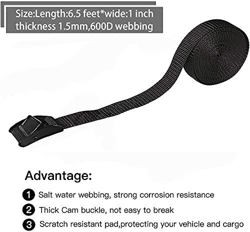 image for Gutezeiten Premium Tie Down Straps Short, 4 Pack Adjustable Lashing St