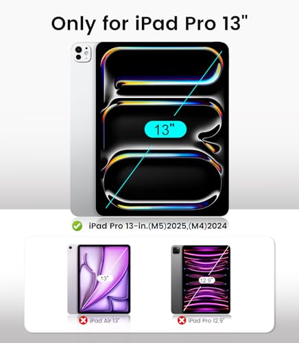 Image of EZ-GLAZ-2 Pack Privacy Screen Protector for iPad Pro 13 Inch (M5 /M4 2025 /2024) - Landscape /Horizontal Viewing Privacy Mode, 9H+ Tempered Glass with Install Tool, Anti-Scratch, Pencil Compatible