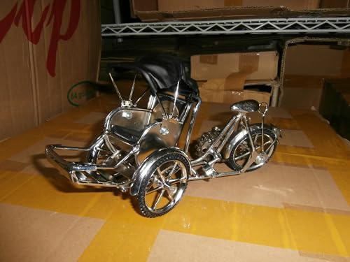 Vietnamese Traditional Transportation Chrome Color Metal Tricycle Fully Assembly and Ready for Display,