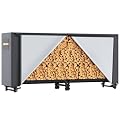 EVRBUL 8ft Waterproof Firewood Rack Cover, 420D Heavy Duty Fabric Outdoor Log Rack Cover with Zipper & Buckle for Indoor Fireplace Outdoor Patio 96"L x 24"W x 42"H (Log Rack Not Included)