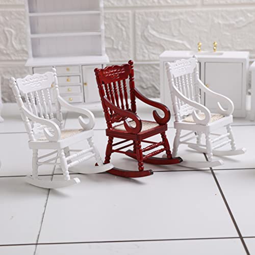 Kisangel 2 peças mini cadeiras de balanço para casa mini cadeira de fadas jardim simulação móveis