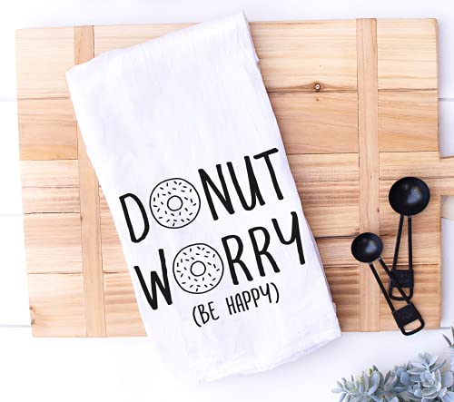 Handmade Funny Kitchen Towel - Donut Worry Be Happy - 100% Cotton Funny Hand Towel For Bathroom - 28X28 Inch Perfect For Housewarming-Christmas-Mothers’ Day-Birthday Gift #TOP1