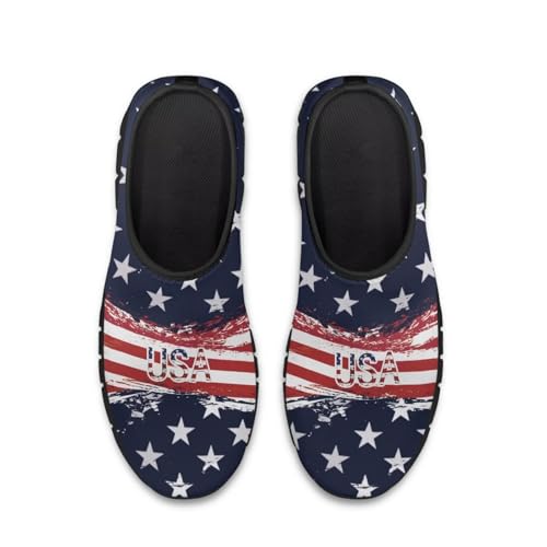Zapatillas de deporte para hombre, transpirables, ligeras, antideslizantes, con soporte de arco, para viajes, camping, deportes, correr, Tira Estrella USA, 44.5 EU