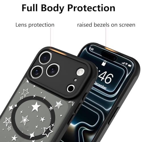 Image of KANGHAR Case for iPhone 17 Pro Max Stars Pattern | [Compatible with Magsafe] Cute Protective Magnetic Case for Girls Women Men White