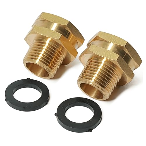 SARANICE 3/4 GHT Female to 1/2 NPT Male Connector GHT to NPT Adapter Brass Fitting with Good Sealing Performance No Leaks Industrial Metal Brass Garden Hose to Pipe Fittings Connect (2 Pack)