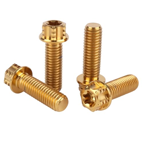 Image of 4Pcs Titanium Bolt Flange Torx Head M8 M10 x 20 25 30mm Screw Bolt for Motorcycle Car Modifications (Gold, M8x25mm)