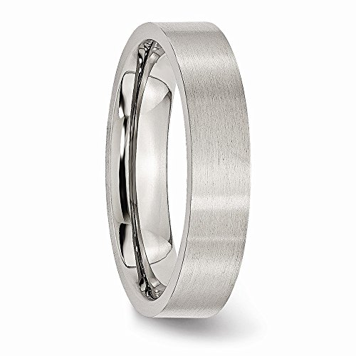 Solid Stainless Steel Flat 5mm Matte Brushed Finish Plain Classic Wedding Band Ring4