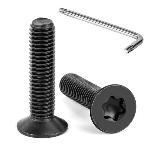 Tunejoy Tornillos de Cabeza Avellanada Torx M8 x 35 mm Negro Tornillo Avellanado Mecánico de Acero Inoxidable A2 V2A con T40 llave Rosca Completa 20 Piezas