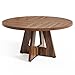 LITTLE TREE Round Dining Table for 4-6 People, 47 Inches Dining Room Table with Wooden Pedestal Base, Brown Dinner Tables, Circle Kitchen Tables for Dining Room, Kitchen, Living Room(Table Only)