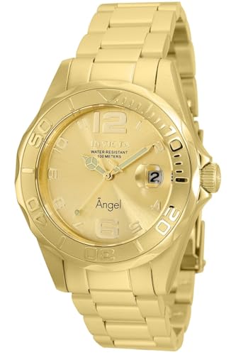 Preisvergleich Produktbild Invicta Angel 36054 Damen Uhr - Wasserdicht - Analog - Quarzuhrwerk - Edelstahl mit goldenen zifferblat - 38mm