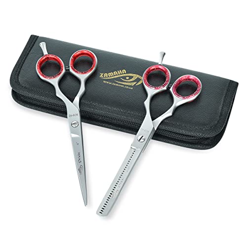 ZAMAHA Ciseaux de coiffeur professionnels pour gaucher 15,2 cm (ciseaux de coupe + ciseaux à effiler Cover