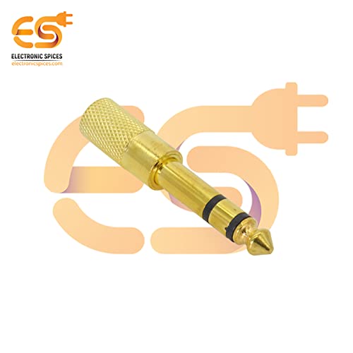 Image of Electronic Spices Mono 6.35mm male to 3.5mm female Golden color audio connectors pack of 2pcs