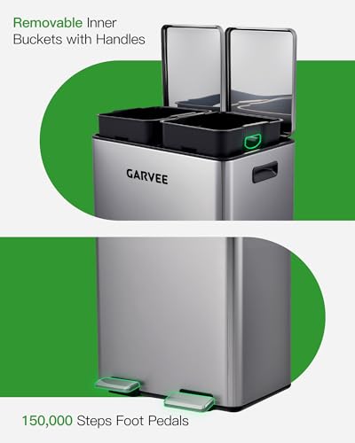 Caneca de basura rectangular Garvee 16 galón acero inoxidable miniatura 5
