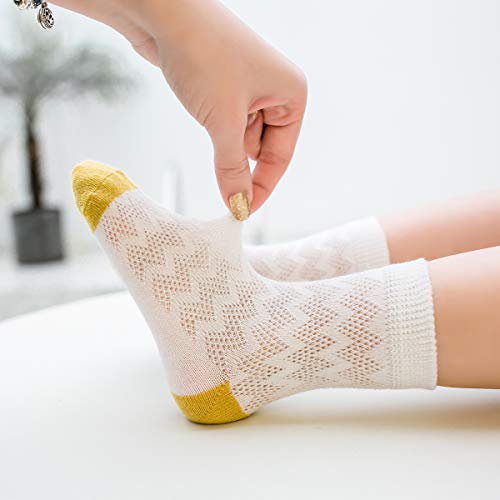 Unisex Baby Socks Girl Boy Summer Toddler Infant Ankle Pointelle Eyelet Soft Cotton Thin Mesh Socks 5 Pairs 0-12T3