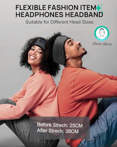 Image of LC-dolida Sports Headband Earphones Wireless with Speaker Microphone USB C,Sleep Headphones Headband Bluetooth 5.4 for Sleeping Gift Workout Jogging Yoga Insomnia Travel Meditation