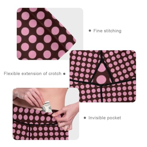 Leggings de yoga para mujer ropa deportiva elástica Y2k de lunares retro rosa marrón XS-XXL 5