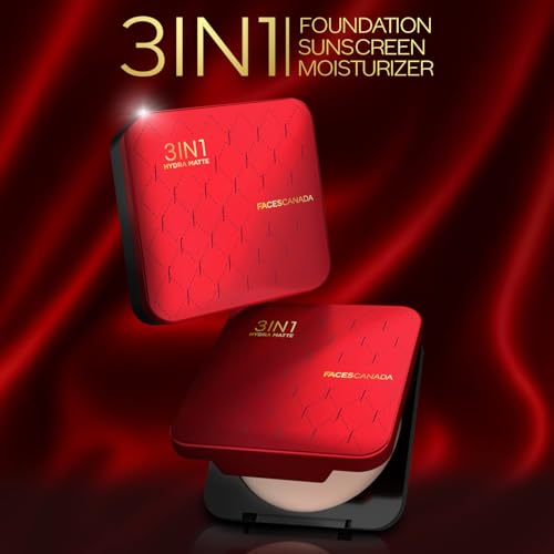 Image of FACES CANADA 3in1 Hydra Matte Compact Powder - Sand 04, 9g | Foundation + Moisturizer + Sunscreen SPF 15 | Mattifying | Controls Oil & Sweat | Conceals Dark Spots & Acne Scars | Buildable Coverage | Lightweight
