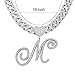 BLBLJERY M Initial Necklace Silver Cuban Link Chain for Women Iced Out Chain with Heart Letter Pendants Custom Chain Name Necklace Hip Hop Jewelry Gift