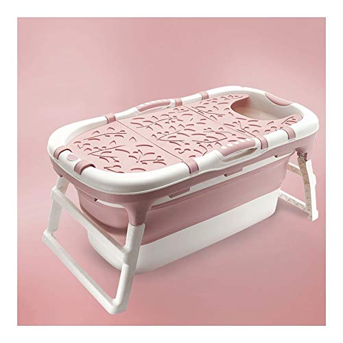 ZQY Adult Folding Tub Children's Multifunctional Bath Household Large Adult Plastic Bath Barrel (Color : Pink, Size : B)