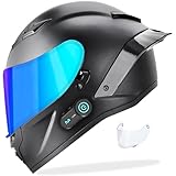 GDM Demon Motorcycle Helmet with Bluetooth Intercom - Iridium & Clear Shields - Large