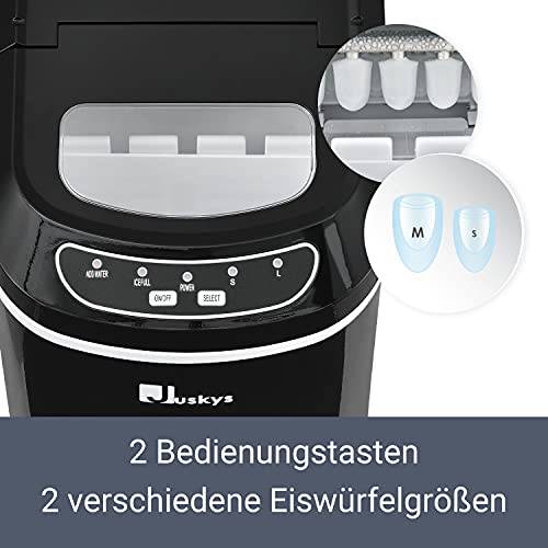 Juskys Eiswürfelmaschine IcyCube - 12 kg in 24 Std. - Eiswürfel in 7-13 min - Eiswürfelbereiter 100 Watt - Icemaker 2,4 Liter Wassertank — Schwarz – Bild 7