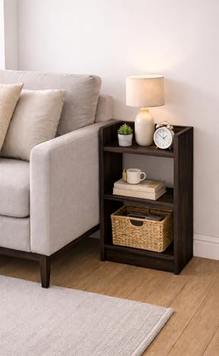Image of Enigmatic Woodworks Wooden Open Bookshelf Multipurpose for Home Rack Showcase Organizer for Living Room I Study Room I 3-Tier I Finish-Suede DIY (Wenge) 33 * 24 * 61cm
