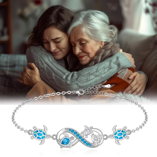 Image of Fenthring Sea Turtle Anklet for Women Sterling Silver Adjustable Ankle