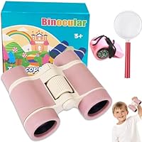 Kids Binoculars, Childrens Binoculars for Girls and Boys, Toy Binocular with Magnifying Glass and Compass, Ideal for Outdoor Activities Like Bird Watching, Hiking, Camping and Travel