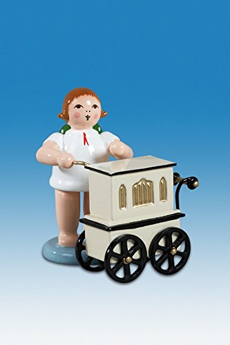 Ange de Noël en bois miniature avec couronne cadeau de collection traditionnel en bois